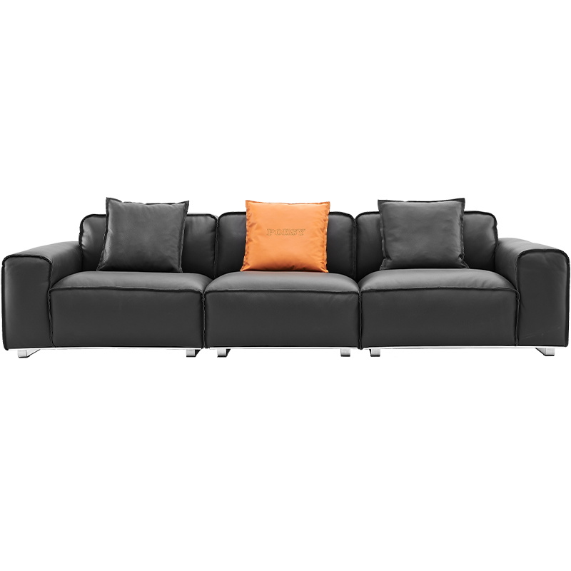 Italian Minimalist Living Room 7 Seater Leather Sofa