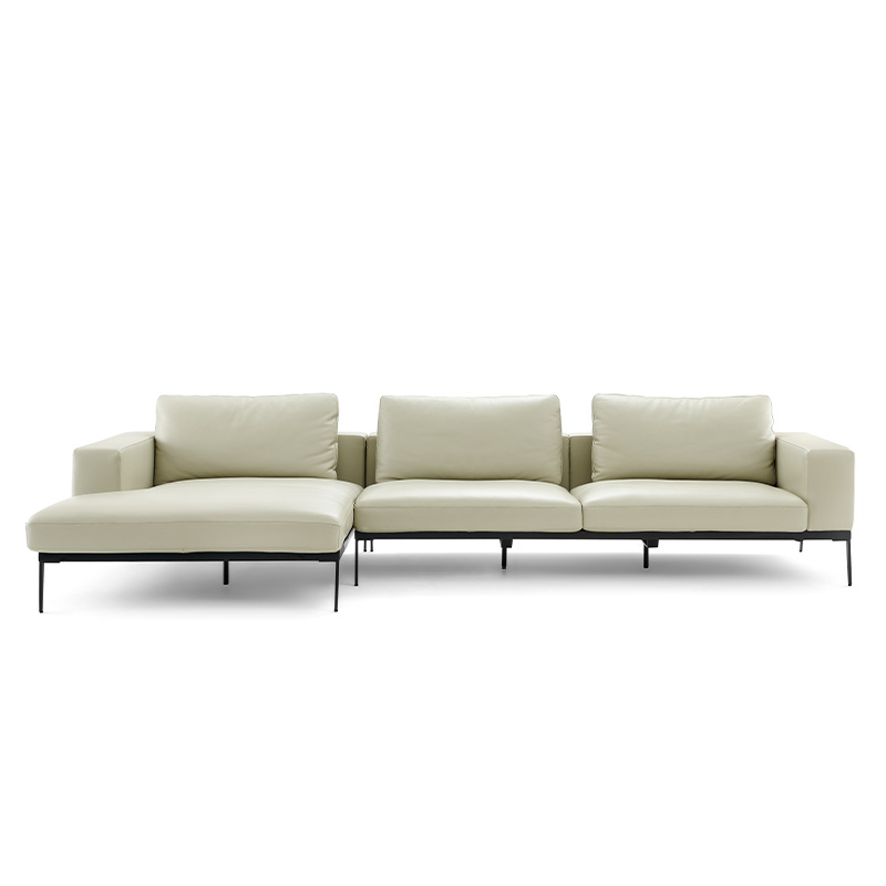 Italian Top Grain Leather Modern Corner Sofa